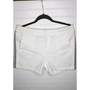 Eddie Bauer Womens White Shorts 8 Aztec Boho Side Denim Casual Shorts Summer